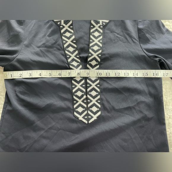 Tory Burch Ariana Tribal Embroidered Navy Tunic Size 0 EUC - Picture 6 of 11